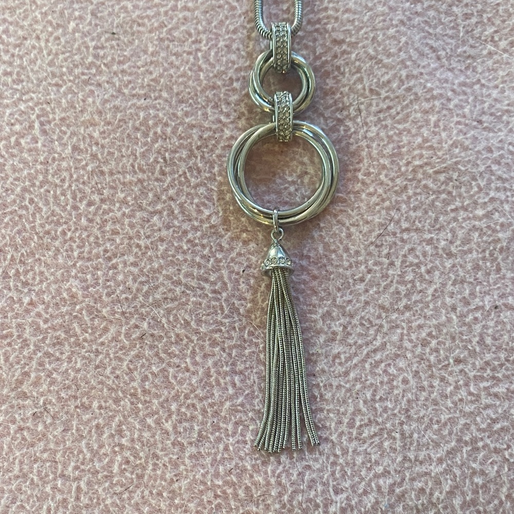Alfani Silver Circle Tassel Necklace